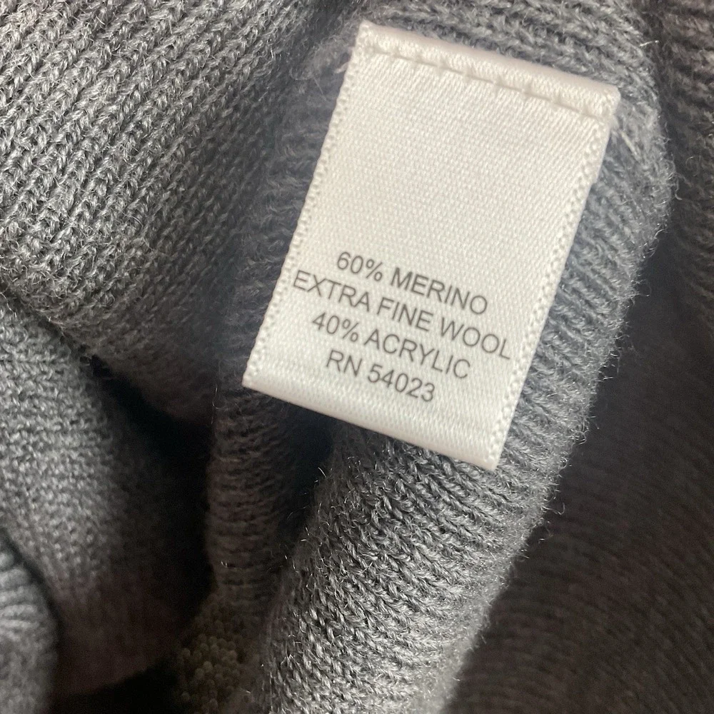 NWOT Banana Republic Sweater Mens XL Gray Wool Blend Henley Mock‎ Neck Grid Knit